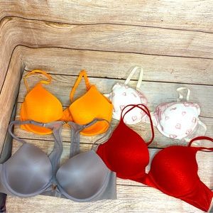 Victoria’s Secret Size 36B Push Up Plunge Semi Demi Vintage Bra Bundle Lot Four